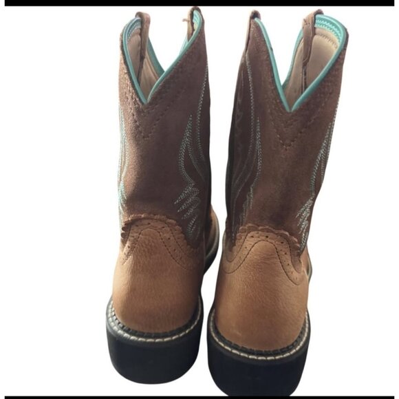 Ariat Fatbaby Leather Cowgirl Western Boots Women's 10 B Blue /Brown - Picture 6 of 10